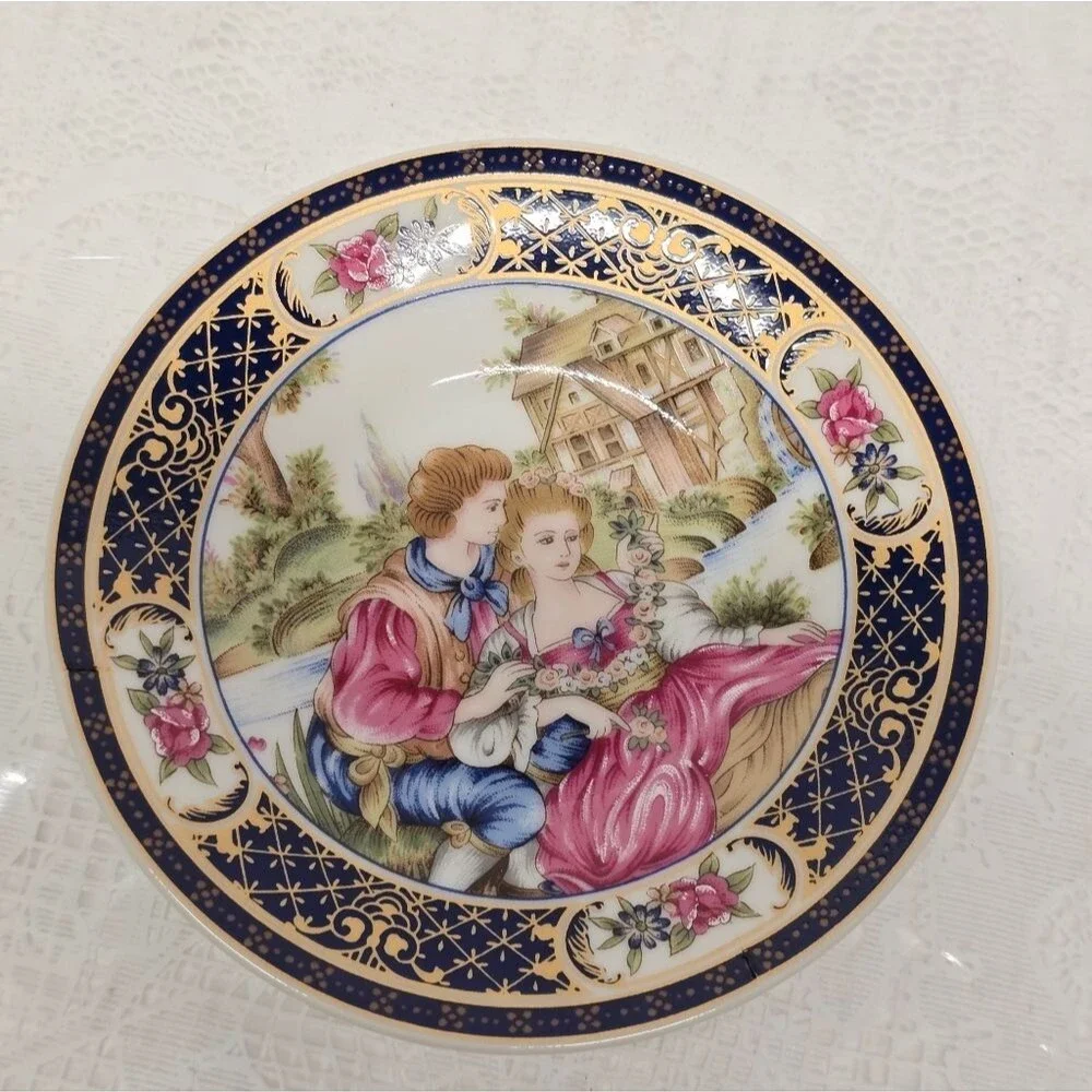 Tiger Yedi Japan Victorian Romantic Couple Espresso Cup & Saucer Vintage
